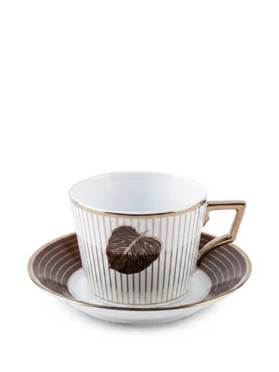Ginori 1735 Luna Leaf-motif Tea Cup And Saucer In White