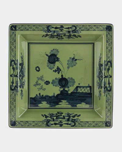 Ginori 1735 Malachite Squared Porcelain Tray In Green