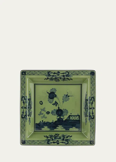 Ginori 1735 Malachite Squared Porcelain Tray In Green