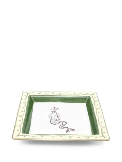 Ginori 1735 Mermaid-border Porcelain Tray (l 25cm X D 25cm) In Multi