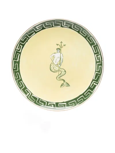Ginori 1735 Merman Greek-key Centerpiece (33cm) In Green