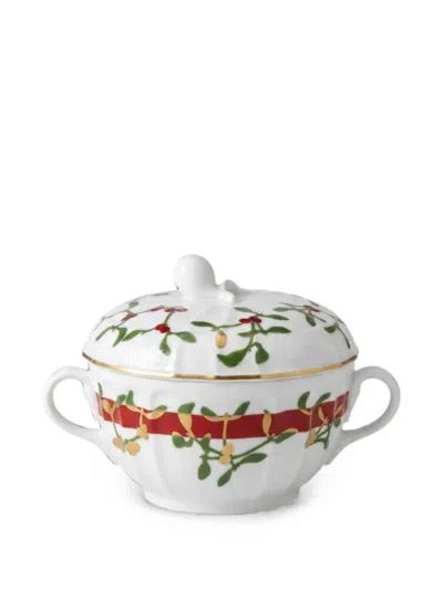 Ginori 1735 Mistletoe-print Lidded Biscuit Jar In White