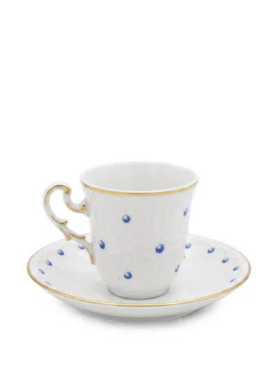 Ginori 1735 Museo Le Perle Coffee Cup And Saucer (set Of Six) In White
