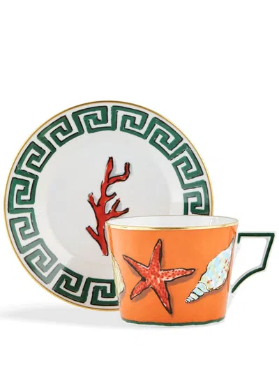 GINORI 1735 ORANGE IL VIAGGIO DI NETTUNO PORCELAIN TEACUP SET,101RG00FX9178LXGENG0013030015967089