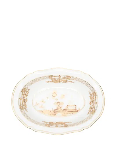 Ginori 1735 Orienel Italiano Floral Decorative Tray (26cm X 18cm) In White