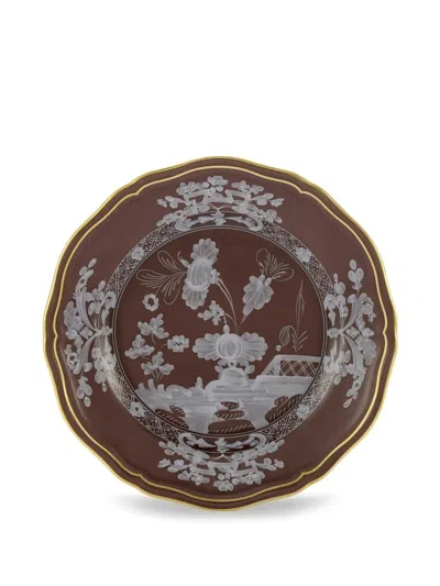 Ginori 1735 Oriente Decorative Porcelain Plate In Brown