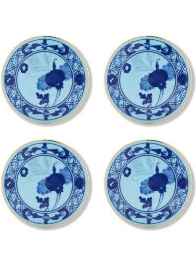 Ginori 1735 Oriente Iris Coaster Set In Blue