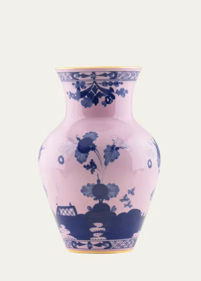 Ginori 1735 Oriente Italiano Azalea Ming Vase, 9.8" In Pink/blue