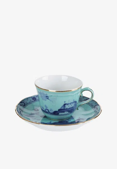 Ginori 1735 Oriente Italiano Coffee Cup And Saucer In Blue