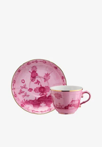 Ginori 1735 Oriente Italiano Coffee Cup And Saucer In Pink