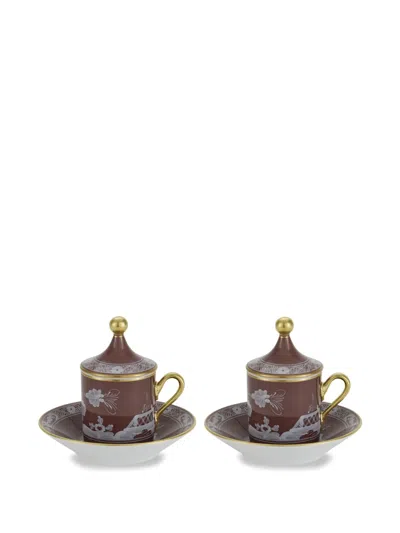 Ginori 1735 Oriente Italiano Coffee Set (set Of Two) In Brown