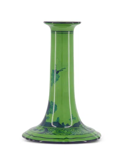 Ginori 1735 Oriente Italiano Floral Porcelain Candle Holder In Green