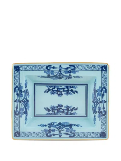 Ginori 1735 Oriente Italiano Floral-print Tray In Blue