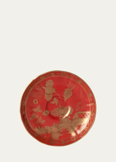 Ginori 1735 Oriente Italiano Gold Coffee Saucer, Rubrum In Orange