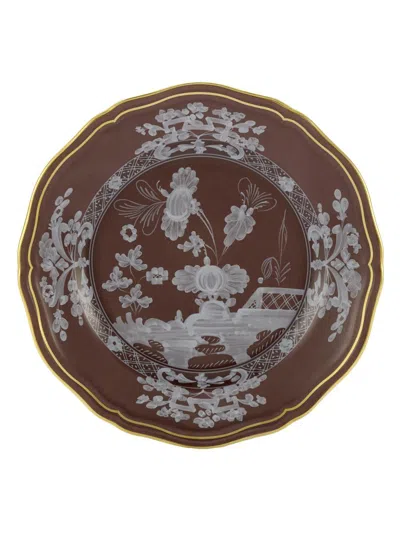 Ginori 1735 Oriente Italiano Gold-rimmed Plate Collection In Brown