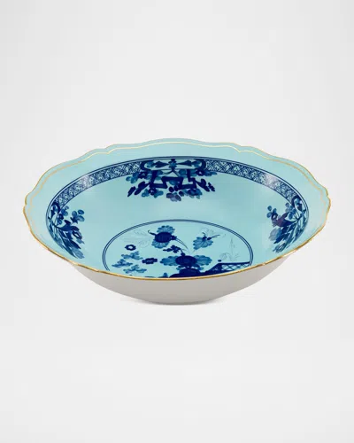 Ginori 1735 Oriente Italiano Iris Deep Round Serving Bowl In Blue