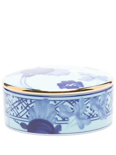 Ginori 1735 Oriente Italiano Jewelry Box (4cm X 8cm) In Blue