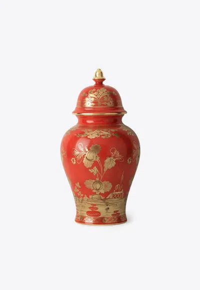 Ginori 1735 Oriente Italiano Large Potiche Vase In Red