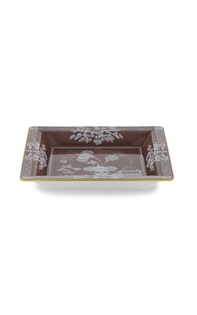 Ginori 1735 Oriente Italiano Large Square Change Tray In Brown