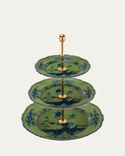 Ginori 1735 Oriente Italiano Malachite 3-tier Stand In Green