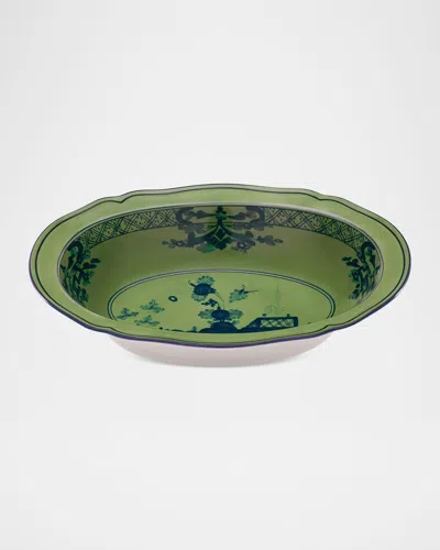 Ginori 1735 Oriente Italiano Malachite Deep Oval Serving Bowl In Green