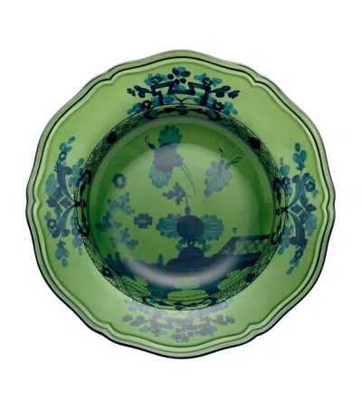 Ginori 1735 Oriente Italiano Malachite Soup Plate In Green