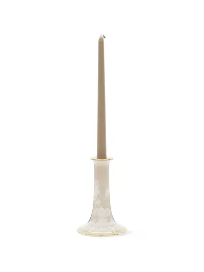 Ginori 1735 Oriente Italiano Meringa Porcelain Candle Holders In Neutral