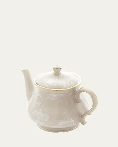 Ginori 1735 Oriente Italiano Meringa Teapot For 6, 24 Oz. In Beige