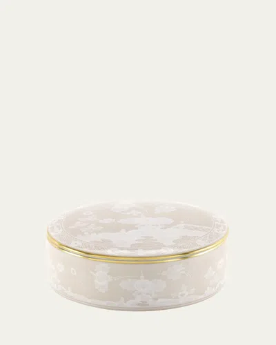 Ginori 1735 Oriente Italiano Meringa Trinket Box With Cover In Oi Meringa