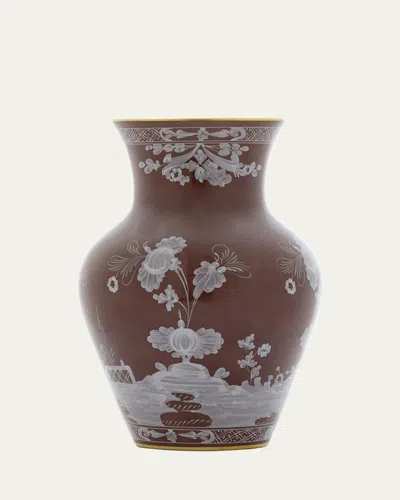Ginori 1735 Oriente Italiano Ming Vase, 10" In Oi  Castagna