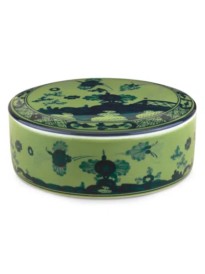 Ginori 1735 Oriente Italiano Oggetti Round Box In Green