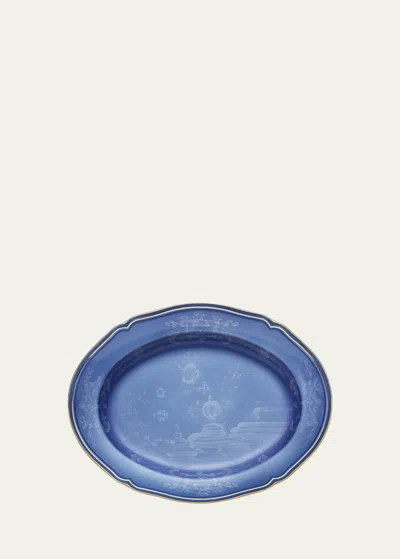 Ginori 1735 Oriente Italiano Oval Platter, Pervinca In Blue
