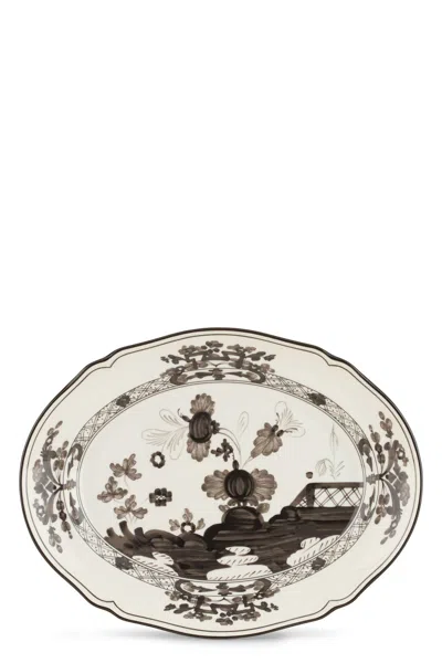 Ginori 1735 'oriente Italiano' Oval Tray In White/black