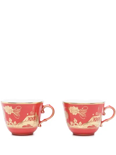 Ginori 1735 Oriente Italiano Porcelain Coffee Cup (set Of Two) In Rot