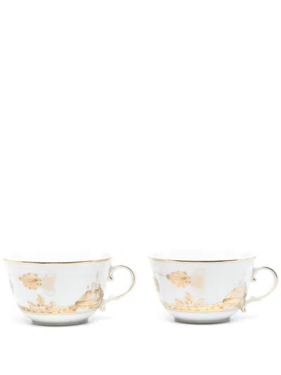Ginori 1735 Oriente Italiano Porcelain Tea Cup (set Of Two) In White