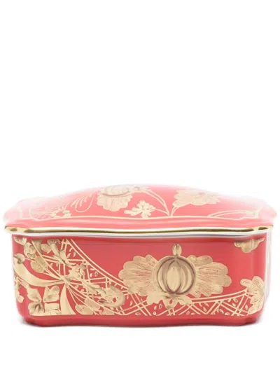 Ginori 1735 Oriente Italiano Porcelain Trinket Box (5cm X 13cm) In Rot