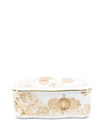 Ginori 1735 Oriente Italiano Porcelain Trinket Box (6cm X 14cm) In Weiss