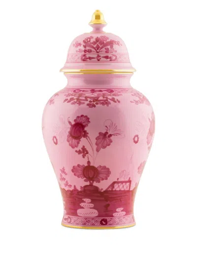 Ginori 1735 Oriente Italiano Potiche Vase In Pink