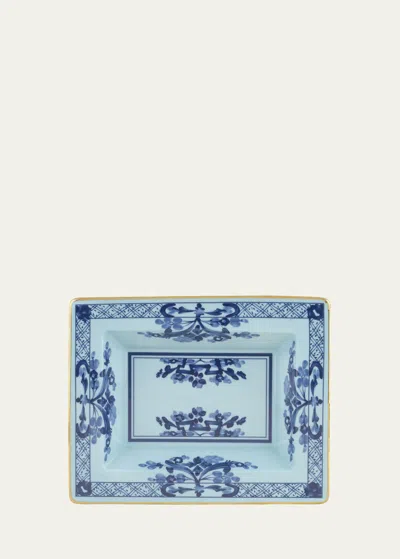Ginori 1735 Oriente Italiano Rectangle Change Tray, Iris In Blue