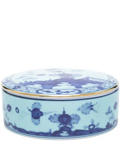 Ginori 1735 Oriente Italiano Round Box With Cover In Blue