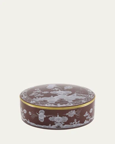 Ginori 1735 Oriente Italiano Round Box With Cover, Castagna In Oi  Castagna