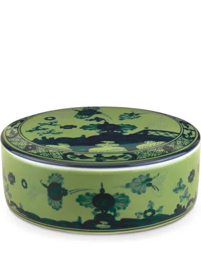 Ginori 1735 Oriente Italiano Round Box With Cover In Green