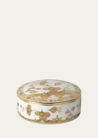 Ginori 1735 Oriente Italiano Round Trinket Box In Gold