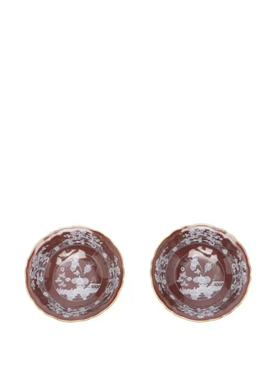 Ginori 1735 Oriente Italiano Small Bowl (pack Of Two) In Brown