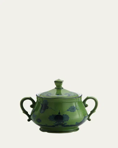 Ginori 1735 Oriente Italiano Sugar Bowl With Cover In Green