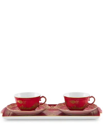 Ginori 1735 Oriente Rubrum Tea Service In Red
