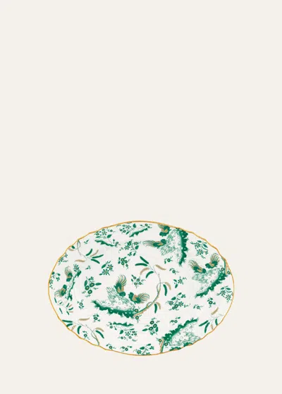 Ginori 1735 Oro Di Doccia Large Oval Platter, Giada In Gldgrn