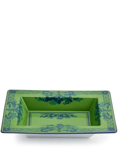 Ginori 1735 Patterned Porcelain Change Tray In Green