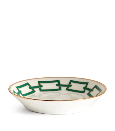 Ginori 1735 Porcelain Catene Smeraldo Tea Saucer In Green