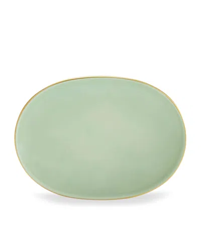 Ginori 1735 Porcelain Colonna Diva Verde Pickle Dish In Green